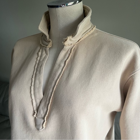 NEW Frank & Eileen Sz S PATRICK POPOVER HENLEY- CAMEL Sweatshirt Raw Cut Relaxed - Picture 4 of 17